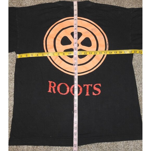 Vintage 1996 Sepultura Roots Metal Band Brazil Blue Grape T-Shirt Size Large - Picture 8 of 8